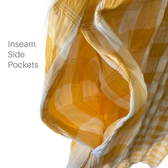 NWT | NASTY GAL PLUS SIZE SMOCKED GINGHAM MIDI DRESS LEMON YELLOW | SIZE 22 - Picture 5 of 12